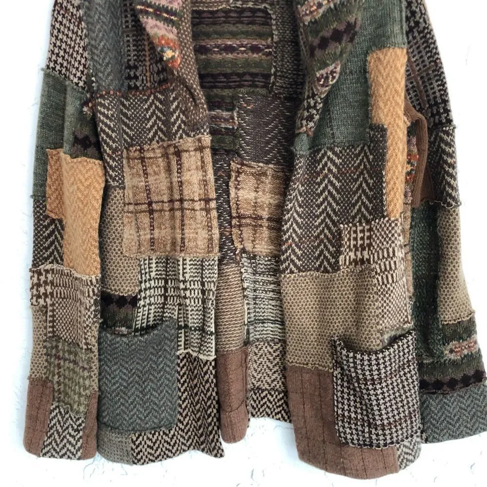RALPH LAUREN COLLECTION Purple Label Patchwork Shawl-Collar Cardigan Size Medium - Picture 3 of 10